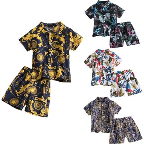 Infant Baby Boys Summer Clothing Sets Print Top Casual short Pants Outfits 1-5 Year Toddler Cute Kids Suits Children Clothes