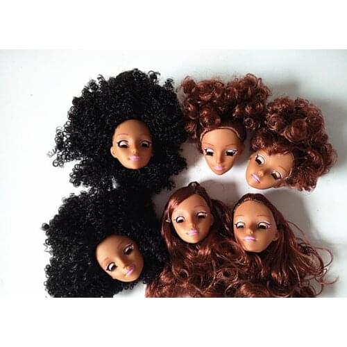 Wholesale African Doll Head 4D Eye Doll Head Long Hair Black ABS Doll DIY Gift Doll Toys Accessories For Girls Birthday Gift