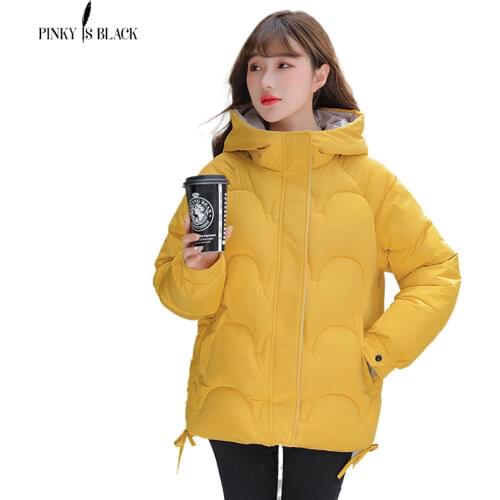PinkyIsBlack Winter Jacket Women Parkas Thick Outerwear Solid Hooded Winter Women Coat Short Female Slim Cotton Padded Basic Top