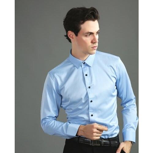 3101 Spring Gentleman Business Casual Shirt High Quality Stretch Tencel Cotton Smooth Fabric Skin-Friendly Wedding Men Blouse