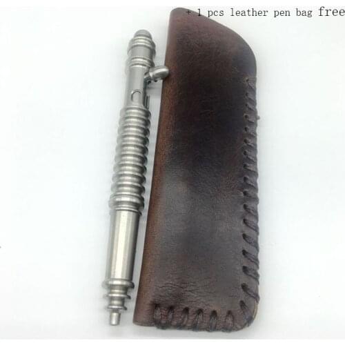 Handmade 303# Stainless Steel Solid Portable Pressing Signature Pen Tactical Pen EDC Gel Pen As Creative Gift Set