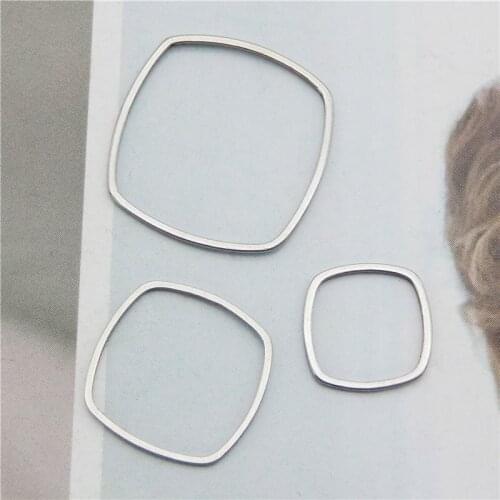 Julie Wang 12PCS Hollow Arc Square Charms Stainless Steel Gold Silver Color Geometric Pendants Bracelet Jewelry Making Accessory