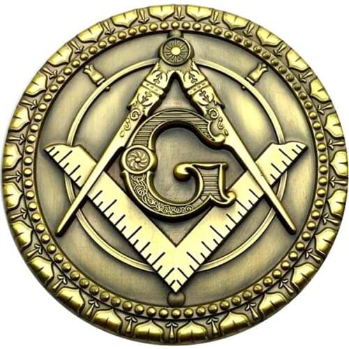 Masonic Car Emblem Antique Bronze Mason Symbol Circle Auto Truck Motorcycle Decal Sticker Badge With Red Adhesive