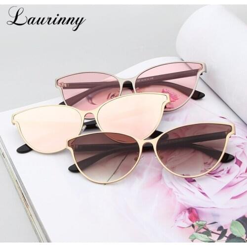 New Vintage Cat Eye Sunglasses Women Brand Designer Mirror Film Lens Sun Glasses Fashion Metal Frame Shades Eyewear Female UV400