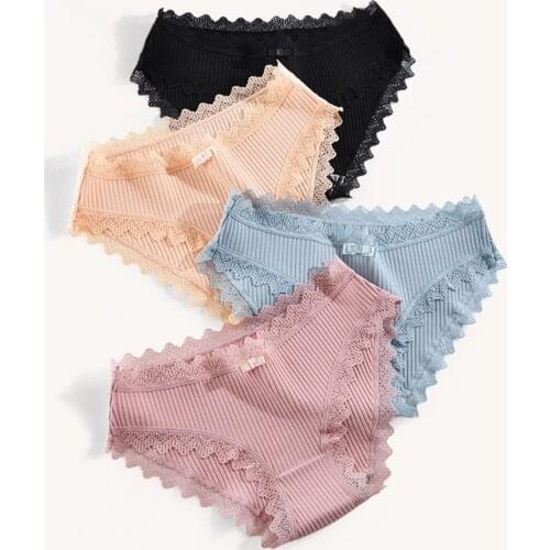 6 Solid Color Panties Womens Comfortable Cotton Womens Underwear Low Waist Ureathable Womens Large Size Briefs High Quality