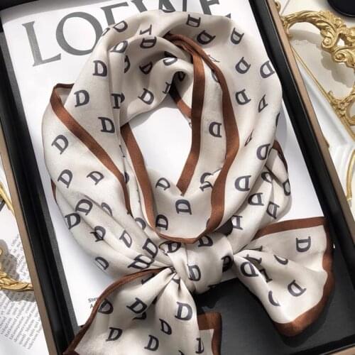 2021 spring Korean version of all-match women scarf silk hand-feel double-sided printing scarf thin section scarf 15x150cm