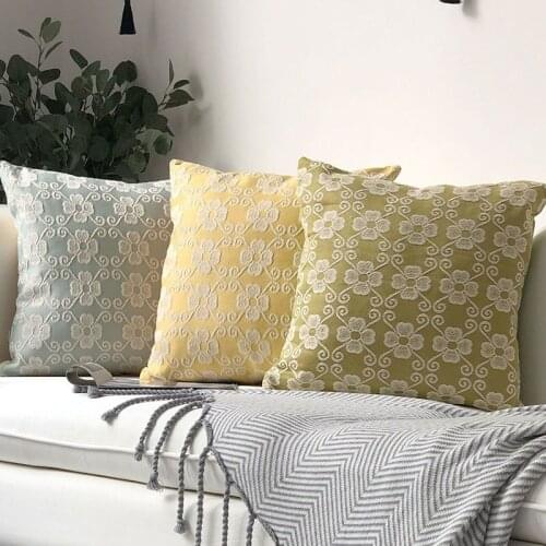 Jacquard Pillow Cover Home Decor Floral Cushion Cover Yellow Blue Green Red Coffee Decoration Pillowcase decorative pillowsham
