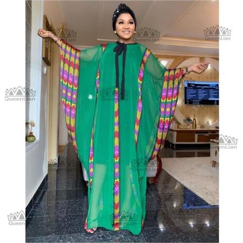 New Fashion Super Size African Chiffon Loose Long Dashiki Traditional Party Dress for Lady (CPXF
