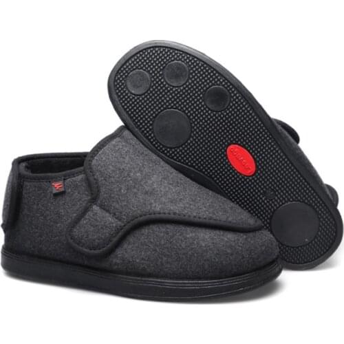 Winter New England Plaid Mid-Cut Cotton Cloth Puffy Fat Swollen Widened Adjustable Velcro Diabets Foot Shoes For Men or Women