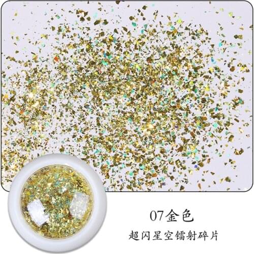 1 set= 12 box Nail Broken Holographic Flakes Ultra-thin Galaxy Shining Holo Multi-color Glitter Flake Nail Art Tip Glitter Flake