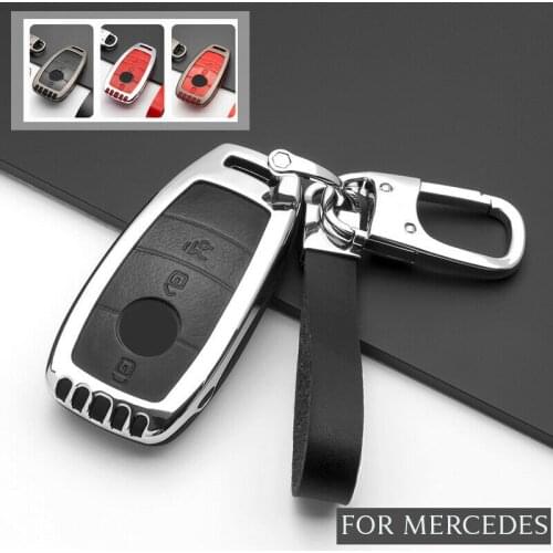 1 Pcs Zinc Alloy Leather Car Smart Remote Keyless Fob Cover Holder Keychain Skin Shell Case Stying For Mercedes Benz Accessories