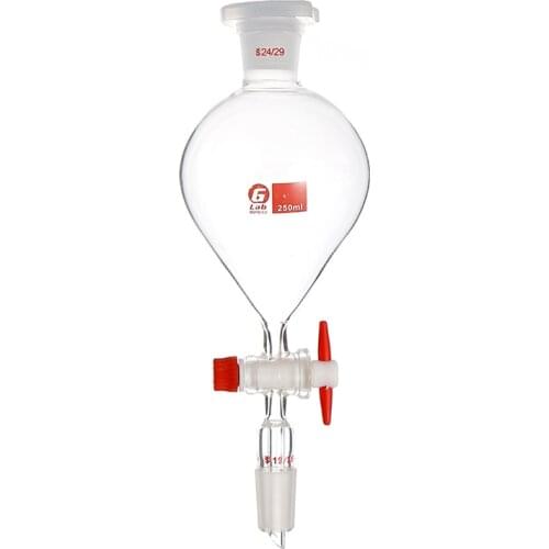 1PCS 25ml To 1000ml 19# 24# Ball-shaped Clear Lab Ground-in Mouth Glass Separating Funnel with PTFE Piston