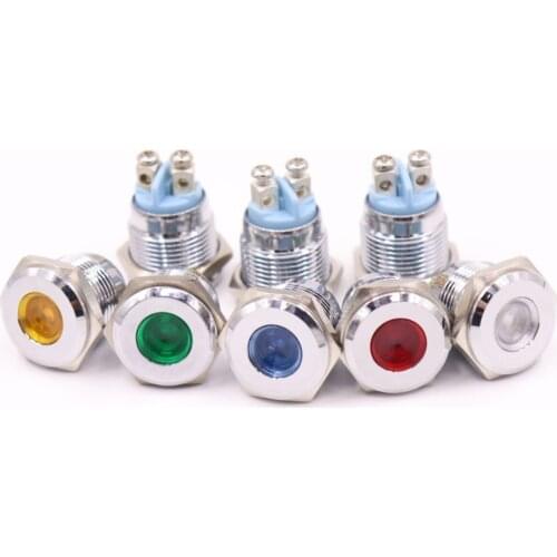 1pc 16mm Waterproof Warning LED Metal Indicator Pilot Light Signal Lamp 3V 5V 6V 12V 24V 220V Machine Car Boat Working PC Power