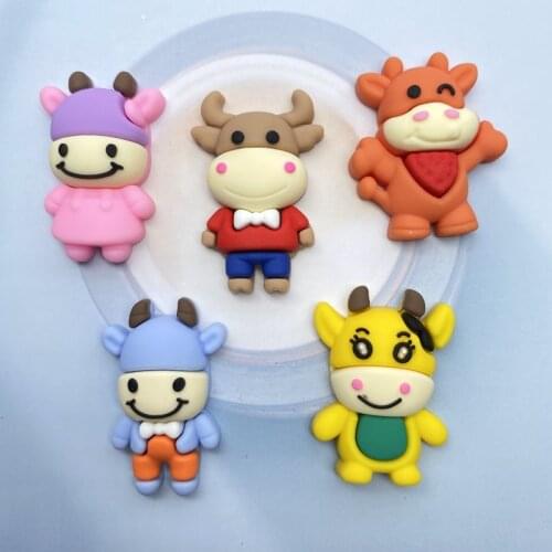 10pcs Cute Mini Dairy cows PVC flexible glue Flat back DIY Scrapbook Embellishment Phone Craft Decoration E97