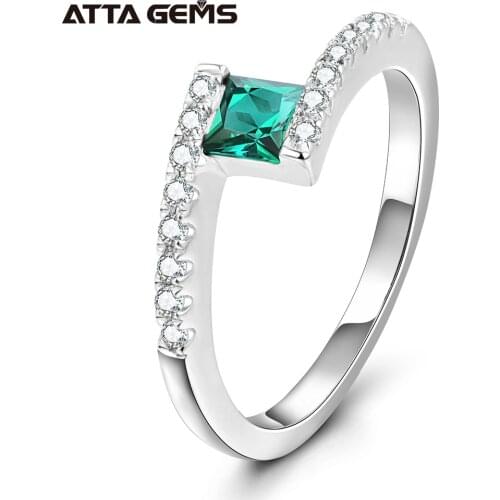 Emerald Sterling Silver Ring Women Wedding 1.1 Carats Created Emerald S925 Rings Birthday Gifts Party Jewelry Business Rings