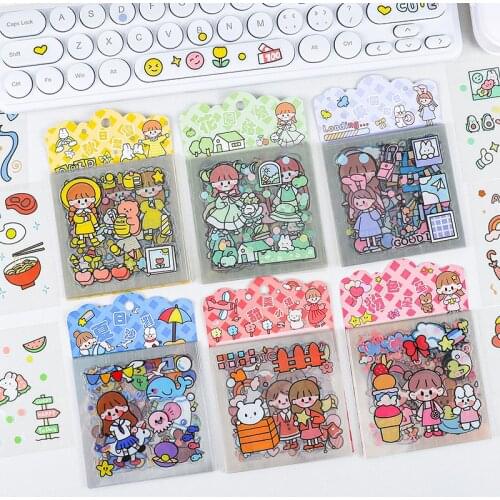 20pcs/Pack Kawaii Cartoon Girl Series Wish Sticker DIY Hand Account Photo Album Notebook Journal Planner Sticker Cute Stationery
