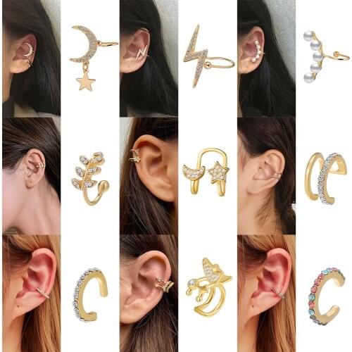 20 Style Fashion Ear Cuff Clip Gold Leaves Non-Piercing Ear Clips Fake Cartilage Earring Jewelry For Women Climbers Christmas