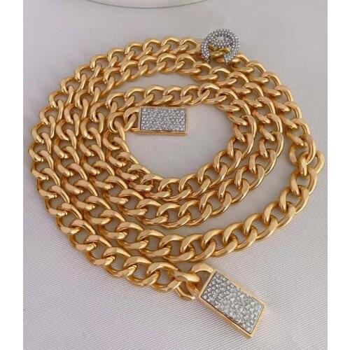 2020 Hot Brand Fashion Jewelry Necklace Sweater Chain For Women Party Jewelry Gold Color Fashion Crystal Jewelry