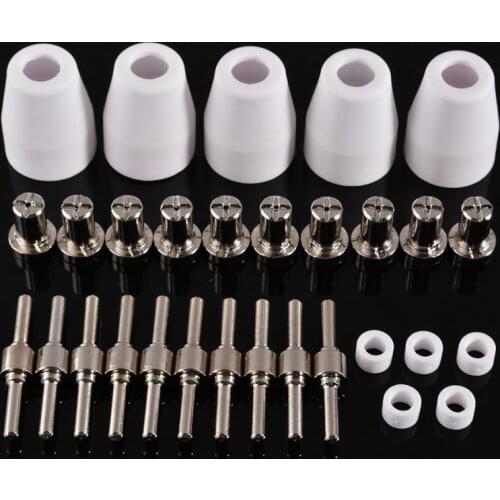 30pcs LG-40 PT-31 Plasma Cutter Torch Consumables Extended Nickel-Plated Electrodes Nozzles For CUT40 312 Plasma Cutting Machine