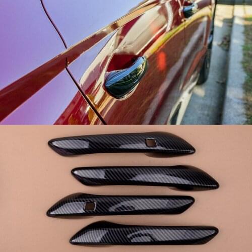 4pcs/set Carbon Fiber Texture Car Door Handle Panel Cover Trim Decoration fit for Hyundai Sonata DN8 2020