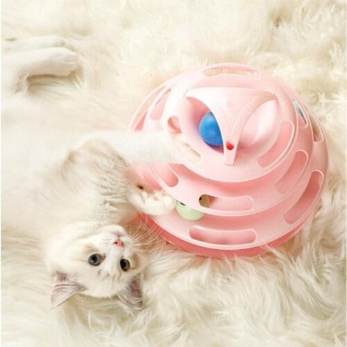 4 Levels Pet Cat Toy Cat Tower Tracks Disc Funny Cat Tracks Toys Training Intelligence Amusement Plate Ball Toys Cat Accessories