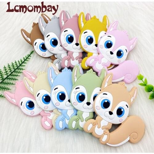 5/10Pcs Teething Toys Cartoon squirrel Animal Baby Teether Rodent For Pacifier Chain Food Grade Toys Baby Teether