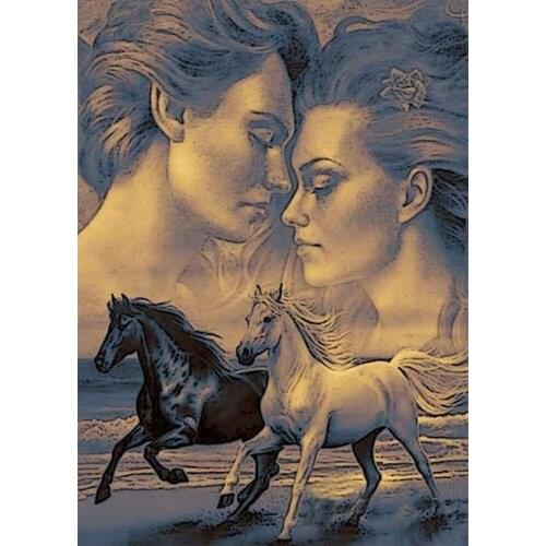 Diamond Embroidery,Couple and horse DIY Diamond Painting,Abstract,Cross Stitch,5D,Needlework,Rhinestone,Mosaic,Decoration