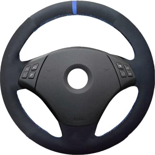 Alcantara Material Hand-stitched Black Suede Leather Steering Wheel Cover for BMW E90 320 318i 320i 325i 330i 320d X1 328xi 2007