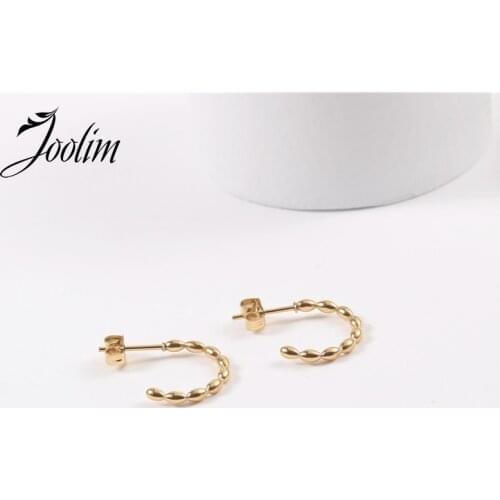 Joolim High End PVD Plated Retro Small Oval Earring Irregular Earring Drop Shipping Supplier