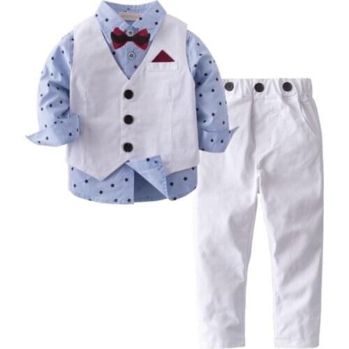 New Arrival Gentleman Bowtie Decorated Boys 3-piece Vest Set /Flower Boy Clothes 3276