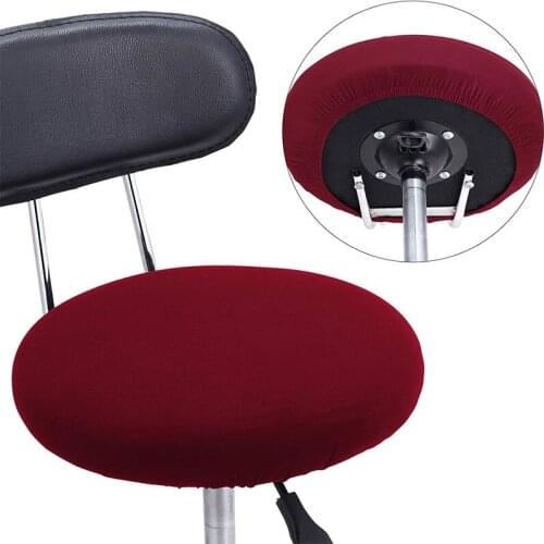 Round Chair Cover Bar Stool Cover Washable Elastic Seat Cover Chair Protector Solid Color Home Chair Slipcover Spandex 30-45cm