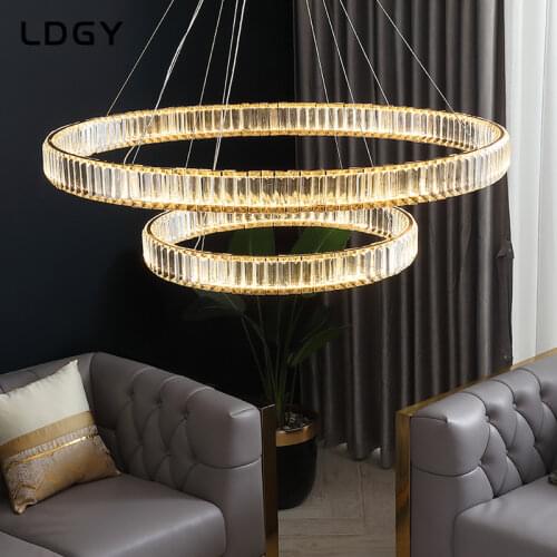 Living room chandelier modern minimalist dining room bedroom light luxury style round crystal chandelier