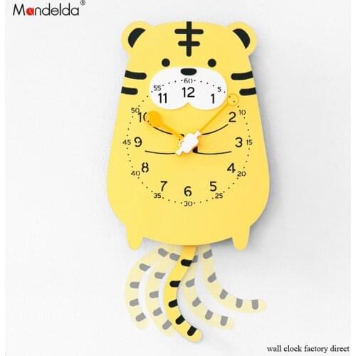 Mandelda New Arrival Tigger Cartoon Swing Clock on Wall Handmade Lovely Creative Animal Wall Watches for Livingroom/Bedroom