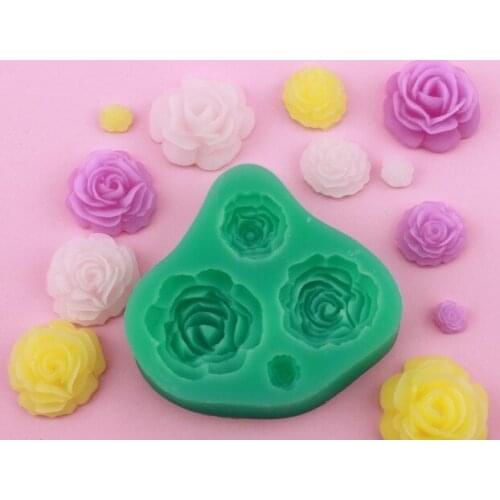 Fashion Hot 4 rose/ flower Silicone fondant mold Bakeware Decorating Gum Paste Clay Mold