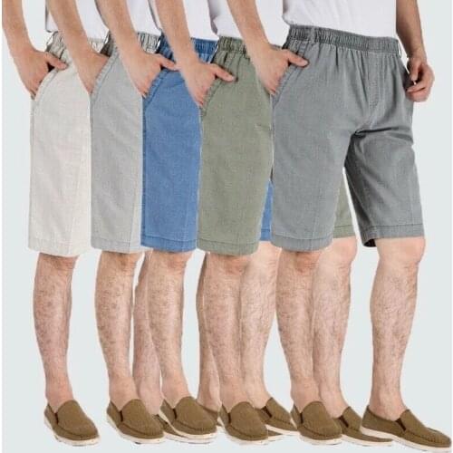 2021Casual Summer Breeches Shorts Mens Waist Linen 7 Pants Short Pants for Male Loose Straight Tube Large Size Linen Cargo