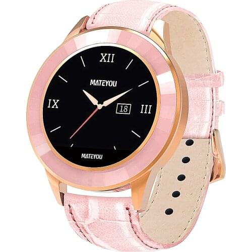 Nennbo MATEYOU Women Smart Watch IP68 1.2 Inch HD Display Activity Tracker Custom Dial Leather Strap Multi-Sport Mode Weather