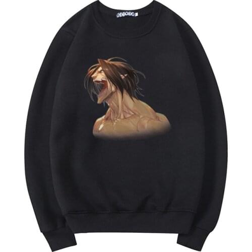 Harajuku Clothing Hot Style Attack on Titan Anime Tops Cool Eren Yeager Titan Graphic Hoodies Fashion Casual Loose Pullovers