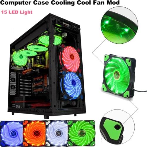 Cooling Fans 15 LED Light Quite 120mm x 120mm x 25mm 12V 4Pin PC Computer Case Cooling Cool Fan Mod In Stock