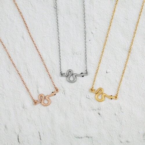 Wholesale DESERT SNAKE NECKLACE Stainless Steel Snake Pendant with Black Eyes as Fashion Lady Best Gift 10pcs/lot
