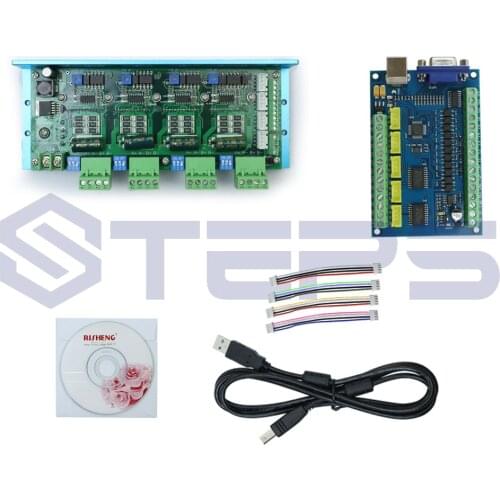 MACH3 USB CNC 5 Axis 100KHz Smooth Stepper Motion Control card breakout board+TB6600 4 Axis 4.5A Stepper Motor Driver board