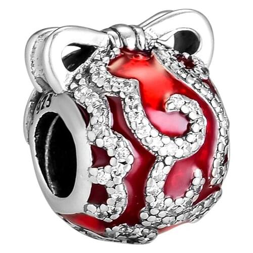 Fit Pandora Bracelets Red Bright Ornament Charms 925 Original Sterling Silver Beads for Jewelry Making DIY Gift