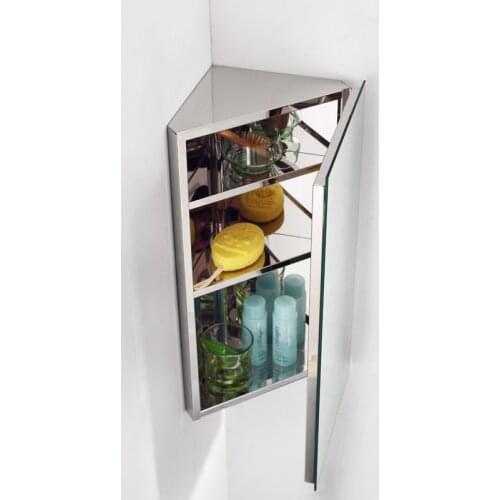 Modern Triangle Corner Hanging Mirror Cabinet Bathroom Wall Mounted Vanity Shower Makeup Mount Makeup Silver Bathroom