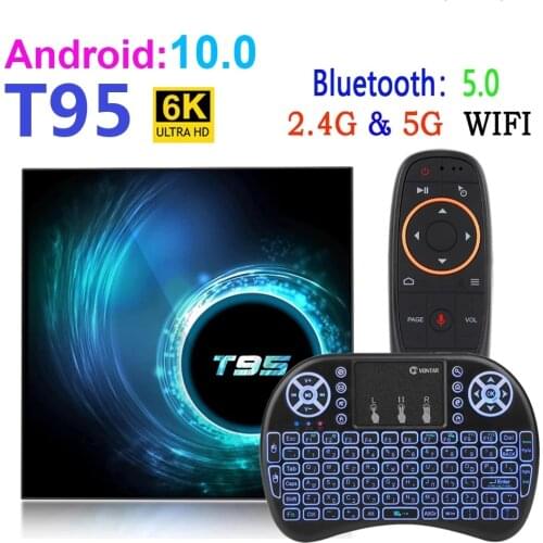 NEW T95 Smart TV Box Android 10.0 Youtube HD 6K Android TV Box Google Voice Assistant 4GB 64GB 32GB Smart TV Box Android 10 T95