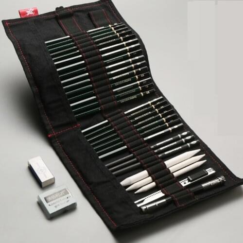 Professional Sketch Pencil Set Sketching Drawing Kit Wood Pencil Pencil Bags For Painter School Students Painting Art Supplies