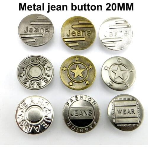 30PCS Metal Star Jeans Button 20MM Decorative Clothes Accessory Garment Word Trousers Buttons Fit MJB-339