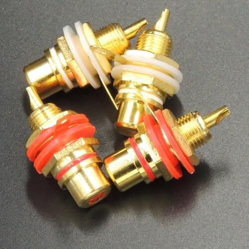 10 RCA Female Chassis Panel Mount Jack Socket Bulkhead Connector 24K Gold Plated