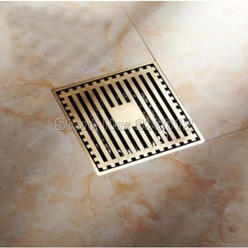 Retro Antique Brass Square Bathroom Floor Drain Waste Grate Shower Drainer Whr026
