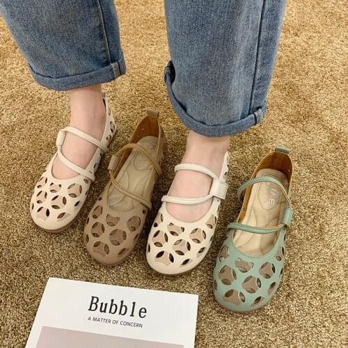 Large size 40 Baotou sandals spring and summer new hollow single shoes retro all-match comfortable flat womens shoes