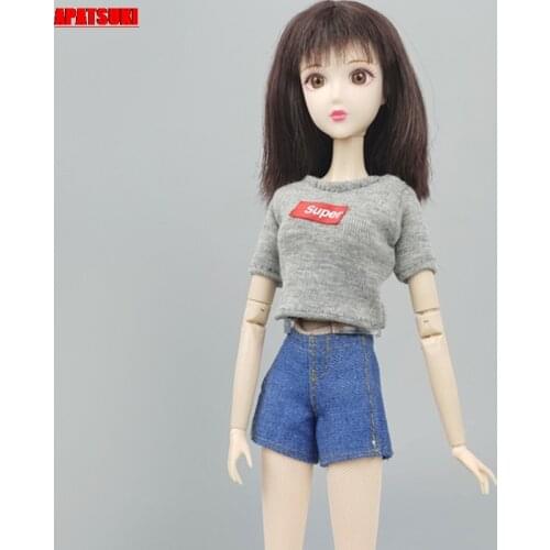 Grey Fashion Crop Shirt For Barbie Doll Clothes Short Tops Outfits For Blythe Dolls Accessories 1/6 BJD Kids DIY Toys