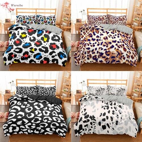 Modern Nordic 3D Leopard Bedding Sets Duvet Cover Twin Queen King Size Comforter Bedding Cover US Free Shipping Home Textiles